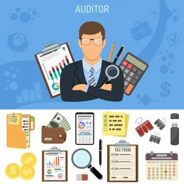 Auditing, Tax process, Accounting Concept Stock Illustration
