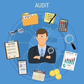 Auditing, Tax process, Accounting Concept Stock Illustration