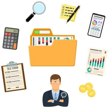Auditing, Tax process, Accounting Concept 스톡 일러스트