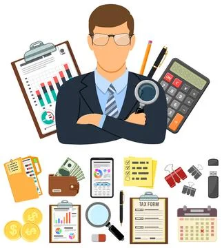 Auditing, Tax process, Accounting Concept Ilustración de archivo