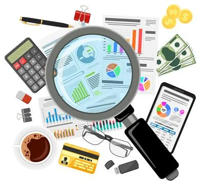 Auditing, Tax Process, Accounting Concept Stock Illustration