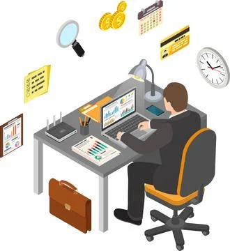 Auditing, Tax process, Accounting Isometric Concept Illustrazione stock