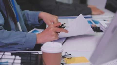 Auditor and accountant working in office Analyze financial data and account.. Stock Footage 335862426