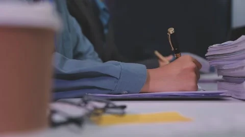 Auditor and accountant working in office Analyze financial data and account.. Stock Footage 335862480