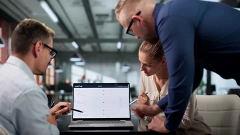 Auditor And Team Reviewing Data Logs For Compliance Stock Footage 337628574