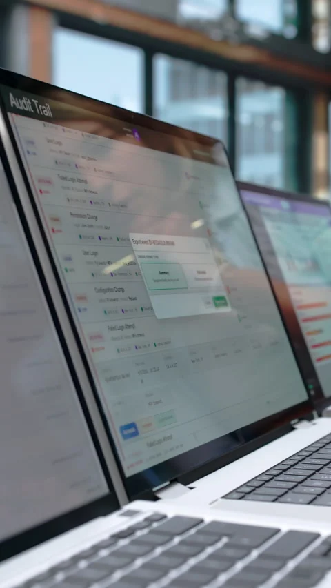 Auditor Carefully Tracks Data Changes On Computer Stock Footage 347287669