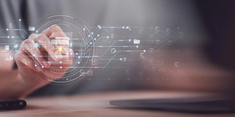 Auditor checking office documents ,Management of important document storage.. Stock Photos