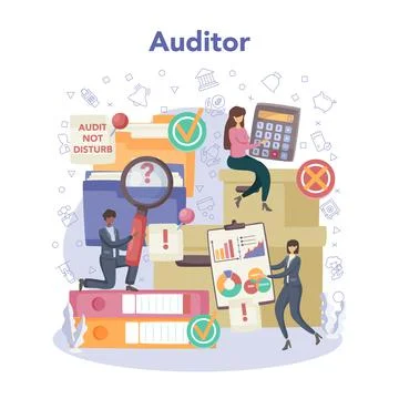 Auditor concept set. Business operation research and analysis. Stock Illustration