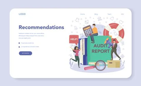 Auditor consultation web banner or landing page. Business operation research Stock Illustration