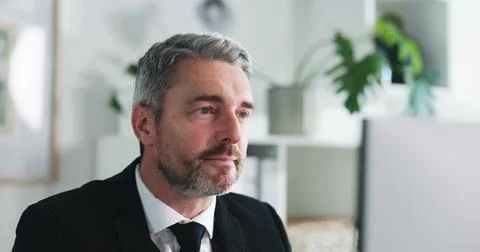 Auditor, reading or man with computer in office, internal inspection or ris.. Fotos Stock