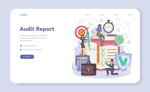 Auditor report web banner or landing page. Business operation research Stock Illustration