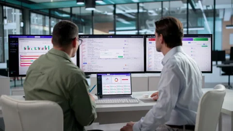 Auditor Reviews Security Logs Carefully To Ensure Compliance Stock Footage 346327068