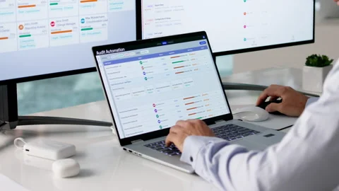 Auditor Using Automated Software System Stock Footage 334928297