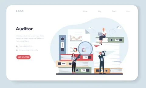 Auditor web banner or landing page. Business operation research Stock Illustration