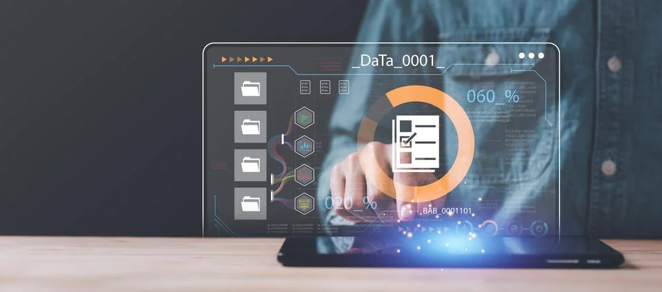 Auditor worker working with document folder ,Management of important docume.. Stock Photos