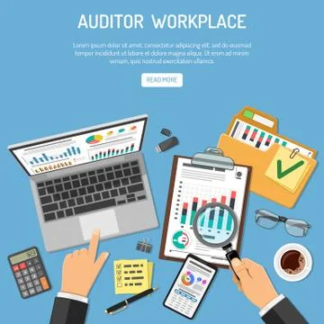 Auditor Workplace Concept Stock Illustration