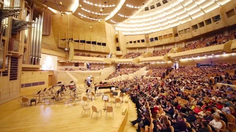 Auditorium before concert devoted to 100th anniversary of David Ashkenazy Stock Footage 64211113