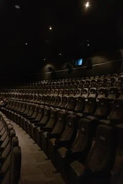 Auditorium with empty cinema type seating, conference about to begin, mexico Stock Photos