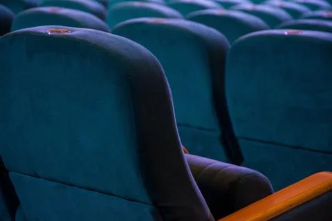 Auditorium, empty seats for spectators, before the event. chairs cinema Fotos de archivo