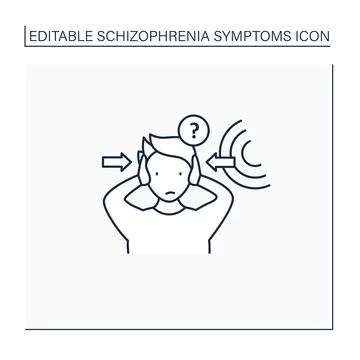 Auditory hallucinations line icon Stock Illustration