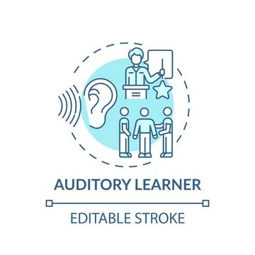 Auditory learner turquoise concept icon 스톡 일러스트