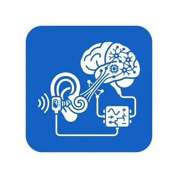 Auditory nerve bionic stimulation and brain processor system blue medical ico Stock Illustration