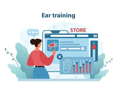 Auditory Training Program. A vector illustration presenting an individual Illustration