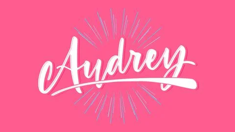 Audrey Name Vector Typography with Burst Ilustração Stock