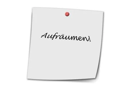 Aufräumen written on a memo Stock Illustration