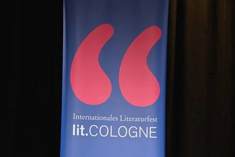 Aufsteller mit dem Schriftzug der Lit.Cologne, dem internationalen Litera... Stock Photos