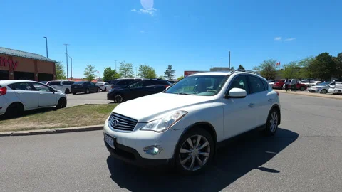 Aug 12 Toronto, Canada,  POV driving in shopping mall parking lot full of cars Stock Footage 309650639