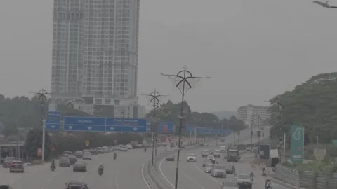 AUG 16.2026.MALAYSIA.Overhead view of a multi-lane urban expressway Stock-Footage 344011185