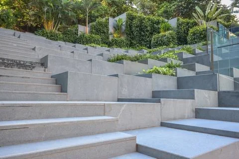 Aug 3 2024 seamless background featuring isometric square pyramids garden Stock Photos