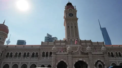 AUG 4.2026.MALAYSIA.The Clock Tower of the Sultan Abdul Samad Building Video stock 341669277