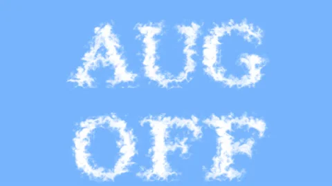 Aug Off cloud text effect sky isolated background Stock Footage 139637948