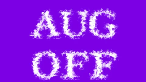 Aug Off cloud text effect violet isolated background Stock Footage 139637940