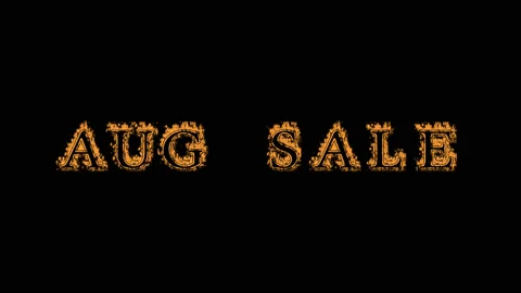 Aug Sale fire text effect black background Stock Footage 136245834