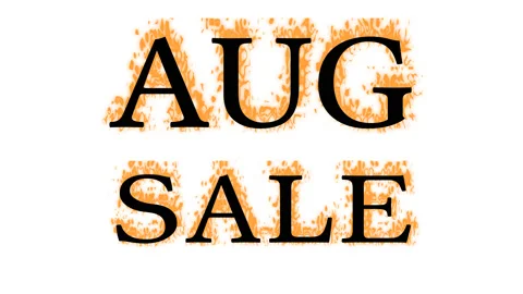 Aug Sale fire text effect white isolated background Stock Footage 137992956