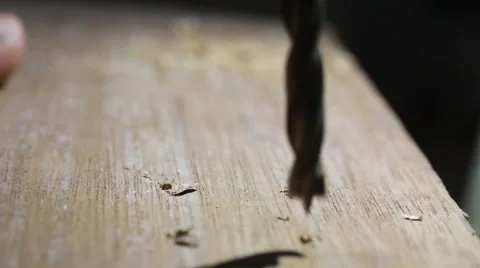 Auger bit drilling wood 스톡 동영상 55423402