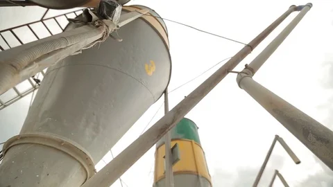 Auger-Elevator , screw Elevator for vysypte grain in the car Stock Footage 73938983