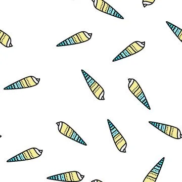 Auger sea shell beach vector seamless pattern Stock Illustration