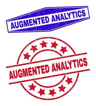 AUGMENTED ANALYTICS Distress Watermarks in Circle and Hexagonal Forms Stock Illustration
