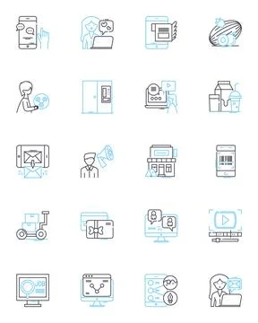 Augmented analytics linear icons set. Analytics, Augmented, Algorithm Illustrazione stock