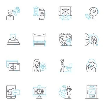Augmented analytics linear icons set. Analytics, Augmented, Algorithm Stock Illustration