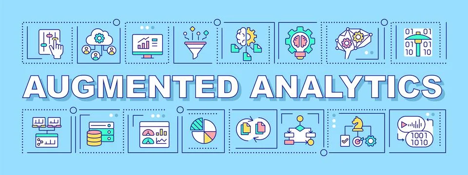 Augmented analytics word concepts blue banner Stock Illustration