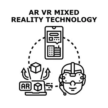 Augmented and virtual reality mixed technology concept Stock Illustration