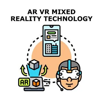 Augmented and virtual reality mixed technology concept Stock Illustration