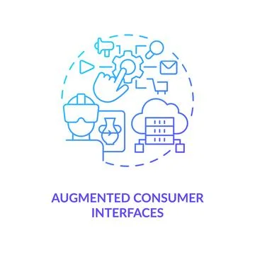 Augmented consumer interfaces blue gradient concept icon Stock Illustration