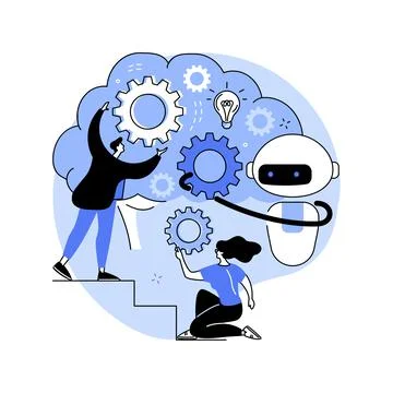 Augmented intelligence abstract concept vector illustration. Stockillustratie