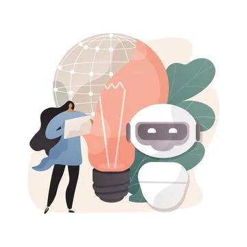 Augmented intelligence abstract concept vector illustration. Stockillustratie